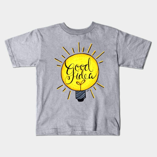 Good Idea Light Bulb Kids T-Shirt by RuthMCreative